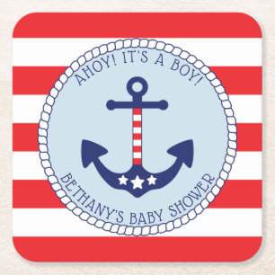 Nautisch Anker Baby shower Boy Patriottisch Kartonnen Onderzetters