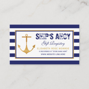 Nautisch Anker Baby shower Gift Registry Informatiekaartje