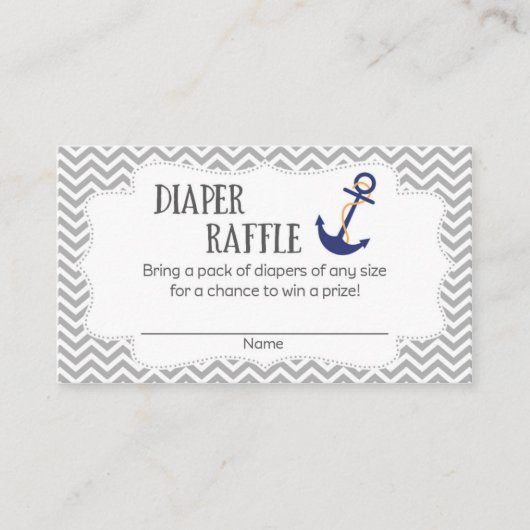 Nautisch Anker Baby shower Luier Raffle Tickets Informatiekaartje (Voorkant)