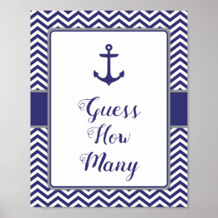 Nautisch Anker Baby shower raad hoeveel teken Poster