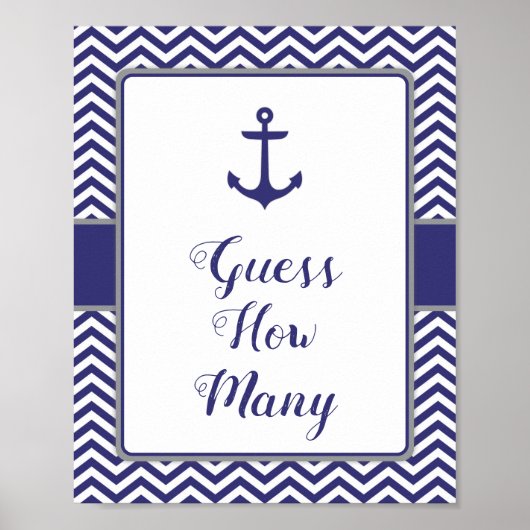 Nautisch Anker Baby shower raad hoeveel teken Poster (Voorkant)