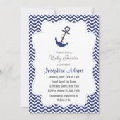 Nautisch Anker Baby shower Uitnodiging Navy Blue (Voorkant)