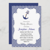 Nautisch Anker Baby shower Uitnodiging Navy Blue (Voorkant / Achterkant)