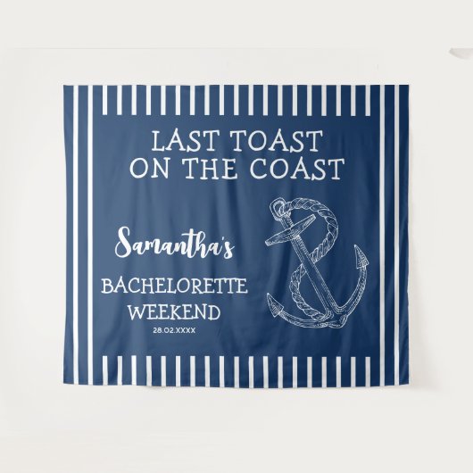 Nautisch Anker Bachelorette-feest Laatste Toast Wandkleed (Voorkant (horizontaal))