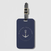 Nautisch Anker Bagagelabel met lederen riem (Voorkant (verticaal))