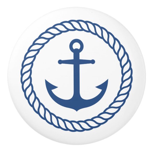 Nautisch anker binnen touwgrens keramische knop (Voorkant)