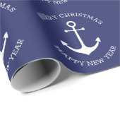 Nautisch anker blauw aangepaste Kerstmis Nieuwjaar Cadeaupapier (Rol Hoek)