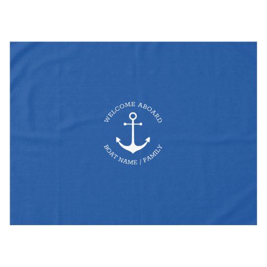 Nautisch anker blauw Aangepaste naam Welkomstbord Tafelkleed (Voorkant (Horizontaal))