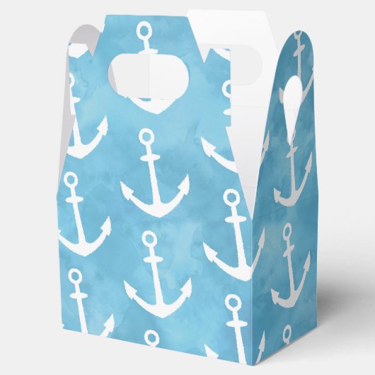 Nautisch Anker Blauw Baby shower Bedankdoosjes (Geopend)