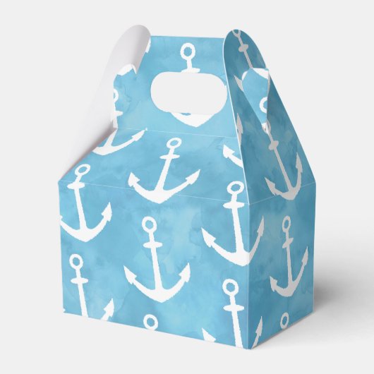Nautisch Anker Blauw Baby shower Bedankdoosjes (Voorkant Zijde)