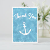Nautisch Anker Blauw Baby shower Bedankkaart (Staand voorkant)