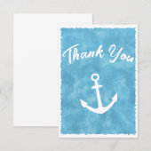 Nautisch Anker Blauw Baby shower Bedankkaart (Voorkant / Achterkant)