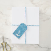 Nautisch Anker Blauw Baby shower Cadeaulabel (Met Touw)