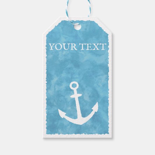 Nautisch Anker Blauw Baby shower Cadeaulabel (Voorkant)