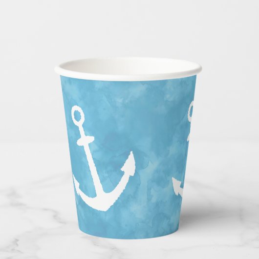 Nautisch Anker Blauw Baby shower Papieren Bekers (Voorkant)
