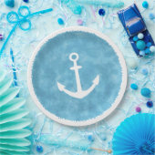 Nautisch Anker Blauw Baby shower Papieren Bordje (Feest)