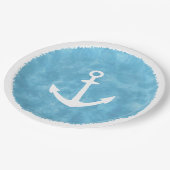 Nautisch Anker Blauw Baby shower Papieren Bordje (Gekanteld)