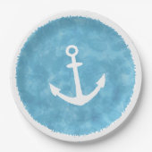 Nautisch Anker Blauw Baby shower Papieren Bordje (Voorkant)