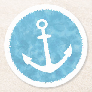Nautisch Anker Blauw Baby shower Ronde Kartonnen Onderzetter