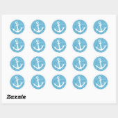 Nautisch Anker Blauw Baby shower Ronde Sticker (Vel)