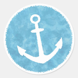 Nautisch Anker Blauw Baby shower Ronde Sticker