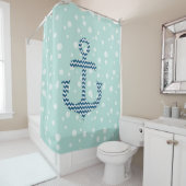 Nautisch anker blauw bubbels douchevalk douchegordijn (In situ)