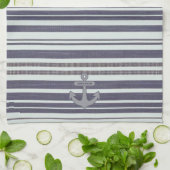Nautisch Anker Blauw Denim & Wit Theedoek (Gevouwen)