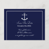 Nautisch Anker Blauw Elegant Save Date Briefkaart (Voorkant)