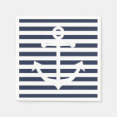Nautisch anker blauw en witte strepen bruiloft servet (Voorkant)