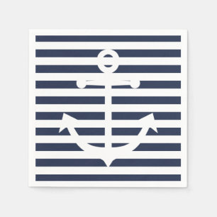 Nautisch anker blauw en witte strepen bruiloft servet