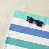 Nautisch anker Blauw gestreept Monogrammed Naam Strandlaken (In situ)