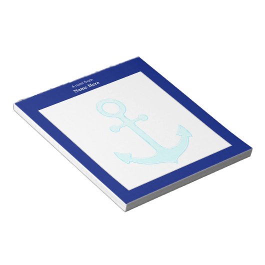 Nautisch Anker & Blauw Lijst Eenvoudig Notitieblok (Schuin)
