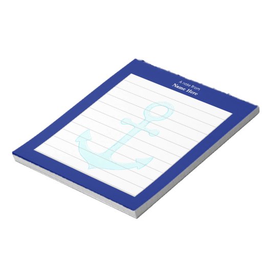 Nautisch Anker & Blauw Lijst gevoerd Notitieblok (Linkerzijde)