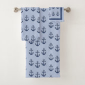 Nautisch anker blauw patroon bad handdoek (Insitu)