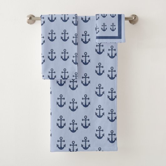 Nautisch anker blauw patroon bad handdoek (Insitu)