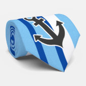 Nautisch anker; Blauwe en witte strepen Stropdas (Opgerold)