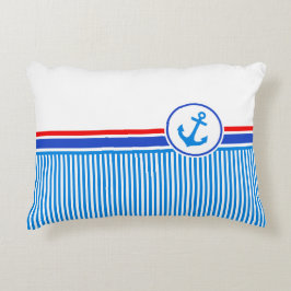Nautisch anker blauwe witte strepen accent kussen