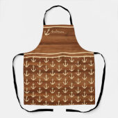 Nautisch anker blauwgroen blauwe witte grijze mono schort (Voorkant)