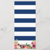 Nautisch Anker Bloemen Marine Blauw Trouwmenu Menu (Achterkant)