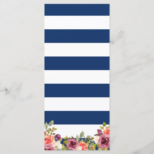 Nautisch Anker Bloemen Marine Blauw Trouwmenu Menu (Achterkant)