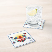 Nautisch anker Bloemen Rood Blauw Kartonnen Onderzetters (Insitu)