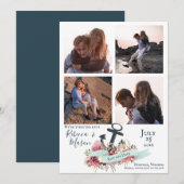 Nautisch Anker Bloemen Strand Bruiloft Multi Foto Save The Date (Voorkant / Achterkant)
