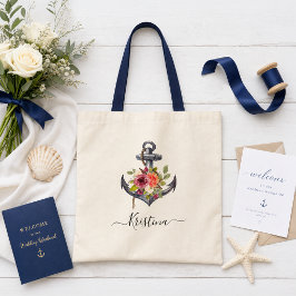 Nautisch Anker Bloemige Trouw Bruidsmeisje Tote Bag