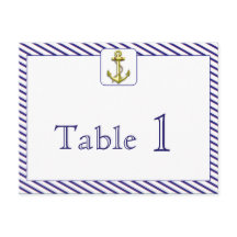 Nautisch anker Blue Stripe Trouwtafel Nummer