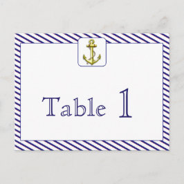Nautisch anker Blue Stripe Trouwtafel Nummer Briefkaart
