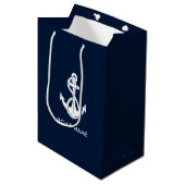 Nautisch Anker Boot Naam Modern Medium Cadeauzakje (Voorkant Gekanteld)