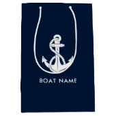 Nautisch Anker Boot Naam Modern Medium Cadeauzakje (Voorkant)