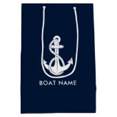 Nautisch Anker Boot Naam Modern Medium Cadeauzakje (Achterkant)