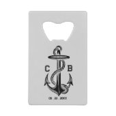 Nautisch anker bruiloft gunst krediet creditkaart flessenopener (Voorkant)
