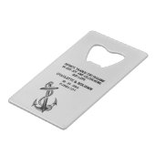 Nautisch anker bruiloft gunst krediet creditkaart flessenopener (Achterkant Gekanteld)